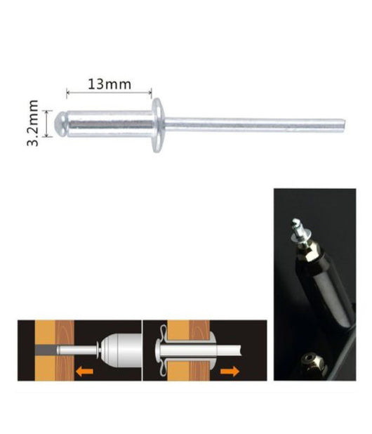 Set 40pz Rivetti Rivetto 3.2x13mm Accessori Bricolage Ferramenta Fai Da Te 94952         