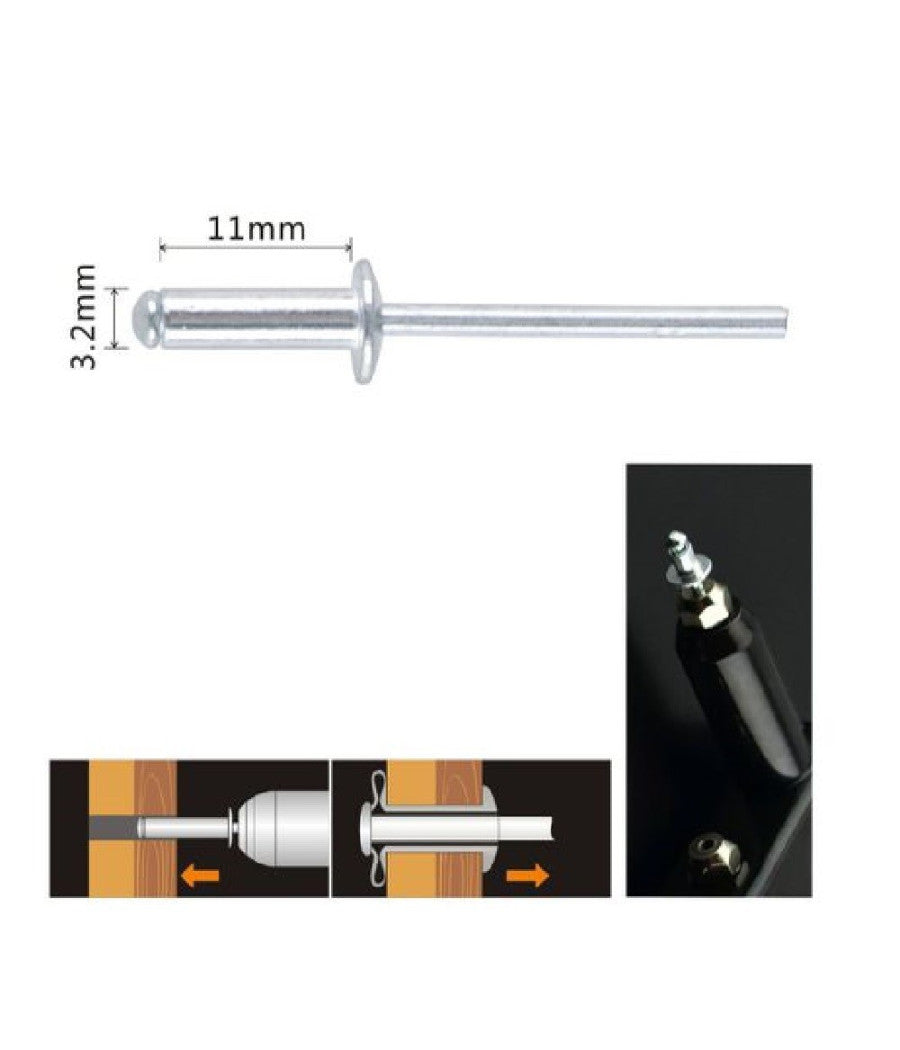 Set 42pz Rivetti Rivetto 3.2x11mm Accessori Bricolage Ferramenta Fai Da Te 94951         