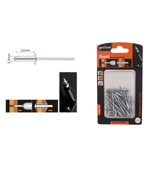Set 42pz Rivetti Rivetto 3.2x11mm Accessori Bricolage Ferramenta Fai Da Te 94951         