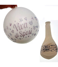 Set 12 Pezzi Palloncini Palloncino Viva Gli Sposi Bianco Festoni Decorazione         