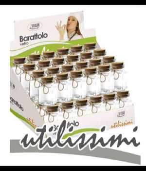 Set 48 Pz Barattolo Barattolino Tappo Sughero Bomboniera In Vetro 4x5cm 715778         