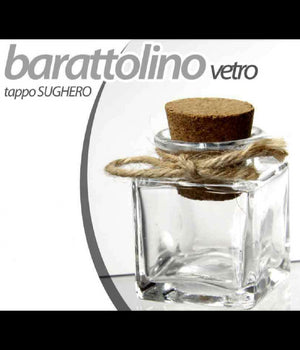 Set 48 Pz Barattolo Barattolino Tappo Sughero Bomboniera In Vetro 4x5cm 715778         
