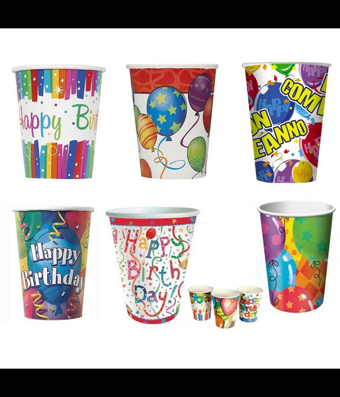 Set 48pz Bicchieri Di Carta Per Feste Happy Birthday Usa E Getta Compleanno Party         