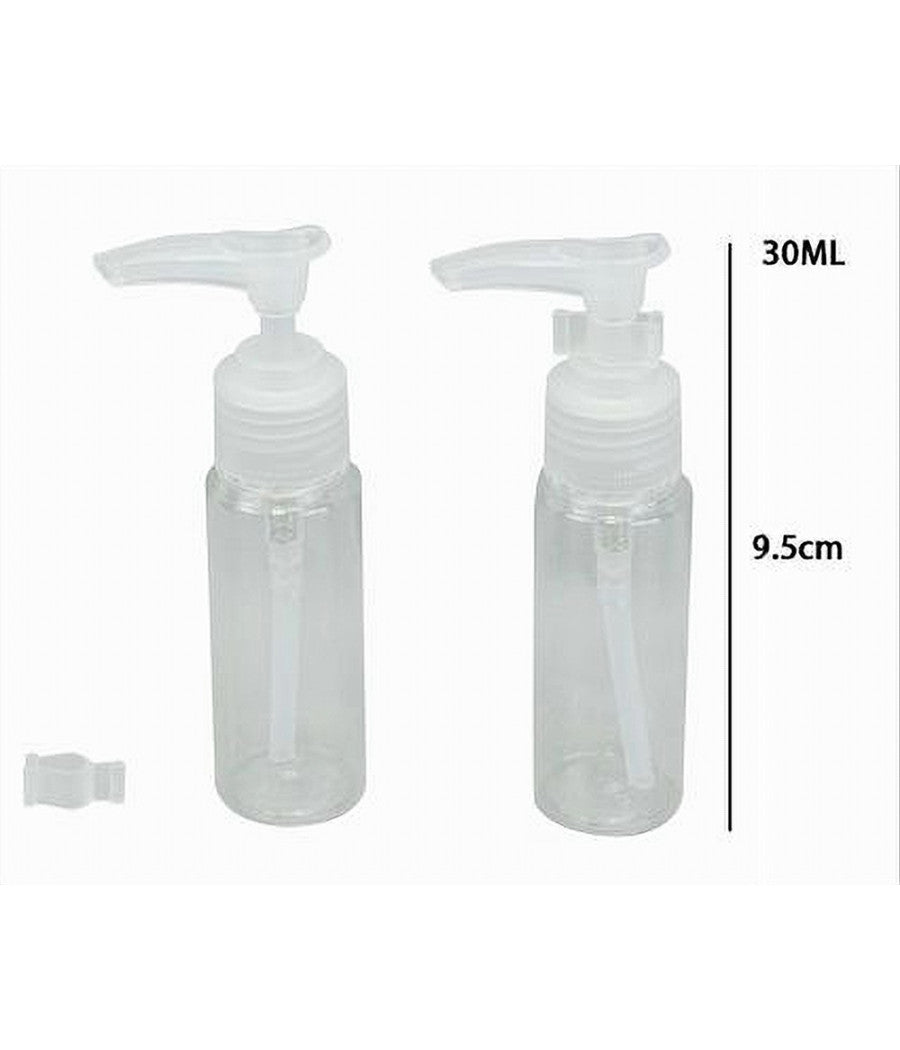 Set 4pz Bottiglia Da Viaggi Vuota Trasparente 30ml Dispenser Con Erogatore 79388         