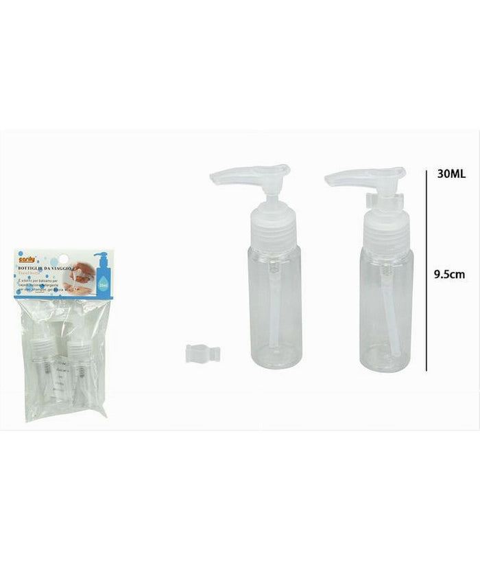 Set 4pz Bottiglia Da Viaggi Vuota Trasparente 30ml Dispenser Con Erogatore 79388         
