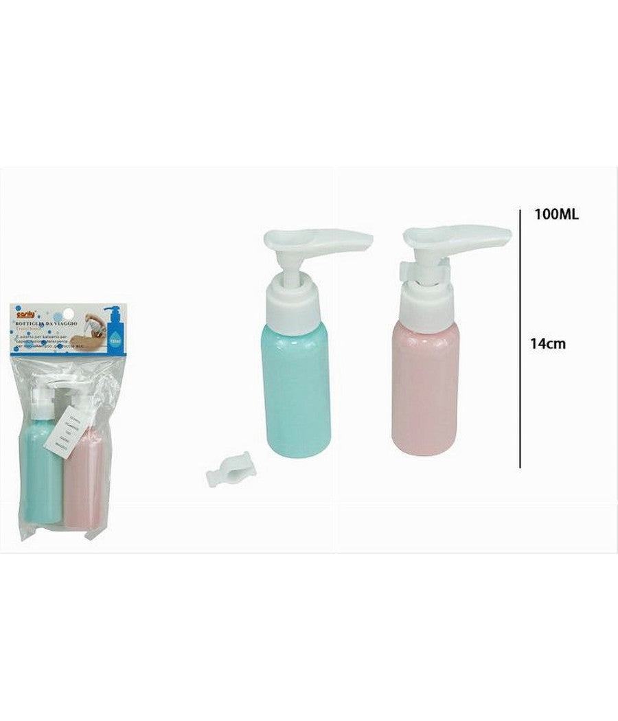 Set 4pz Bottiglia Da Viaggio Flacone Vuoto 100ml Con Erogatore Per Lozione 79378         