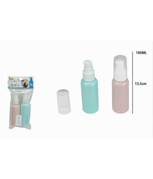 Set 4pz Bottiglia Viaggi Vuota 100ml Dispenser A Pompa Per Crema Cosmetici 79381         
