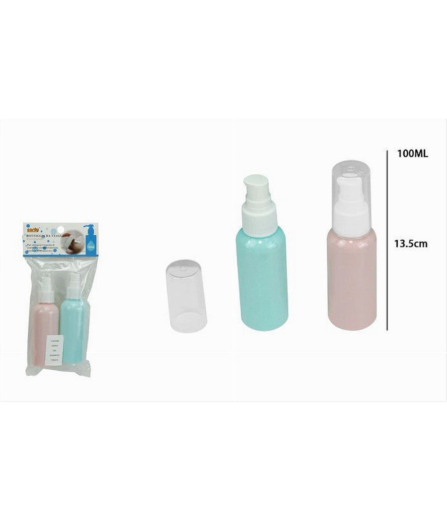 Set 4pz Bottiglia Viaggi Vuota 100ml Dispenser A Pompa Per Crema Cosmetici 79381         
