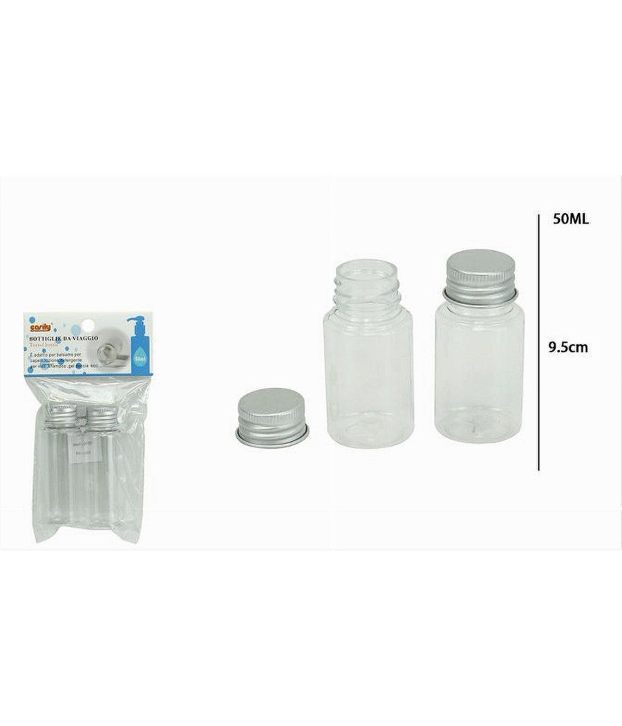 Set 4pz Bottiglia Viaggio Contenitori Vuoti Ricaricabili Tappo A Vite 50ml 79383         