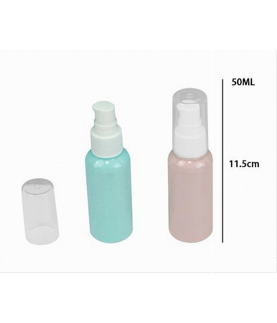 Set 4pz Bottiglia Viaggio Vuota 50ml Dispenser A Pompa Per Crema Cosmetici 79380         