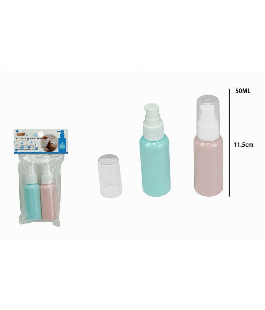 Set 4pz Bottiglia Viaggio Vuota 50ml Dispenser A Pompa Per Crema Cosmetici 79380         