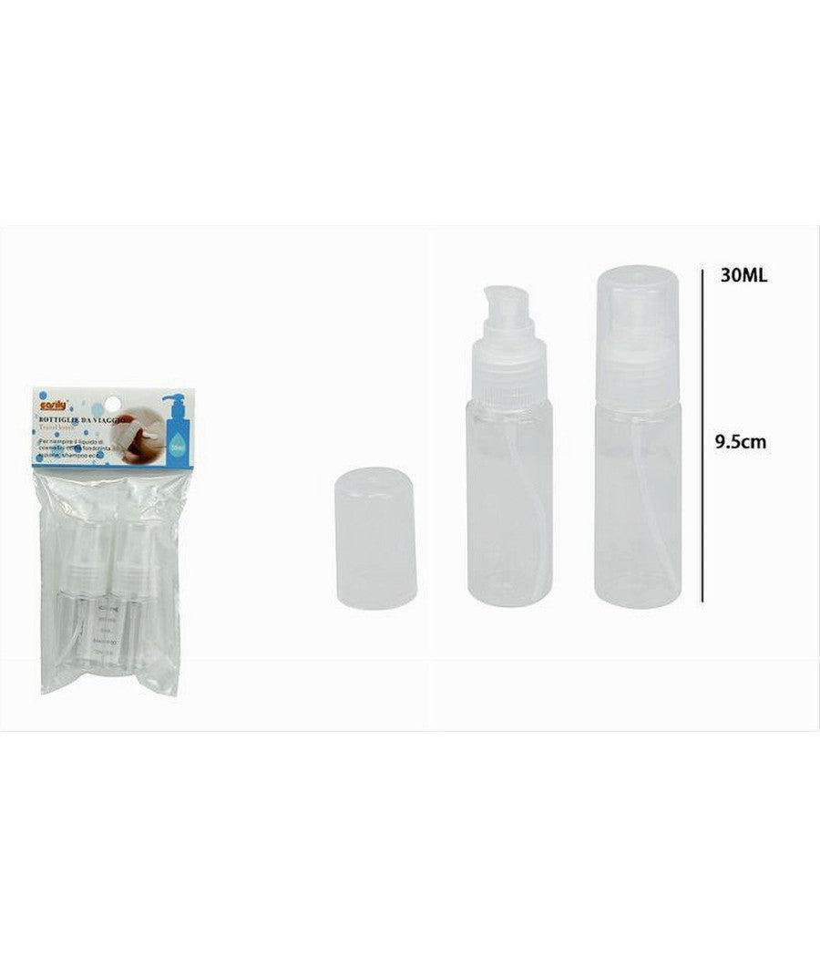 Set 4pz Bottiglia Viaggio Vuota Trasparente 30ml Dispenser Pompa Per Crema 79394         