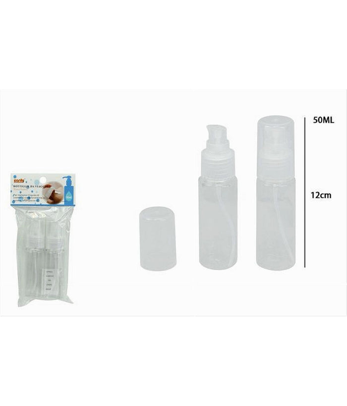 Set 4pz Bottiglia Viaggio Vuota Trasparente 50ml Dispenser Pompa Per Crema 79395         