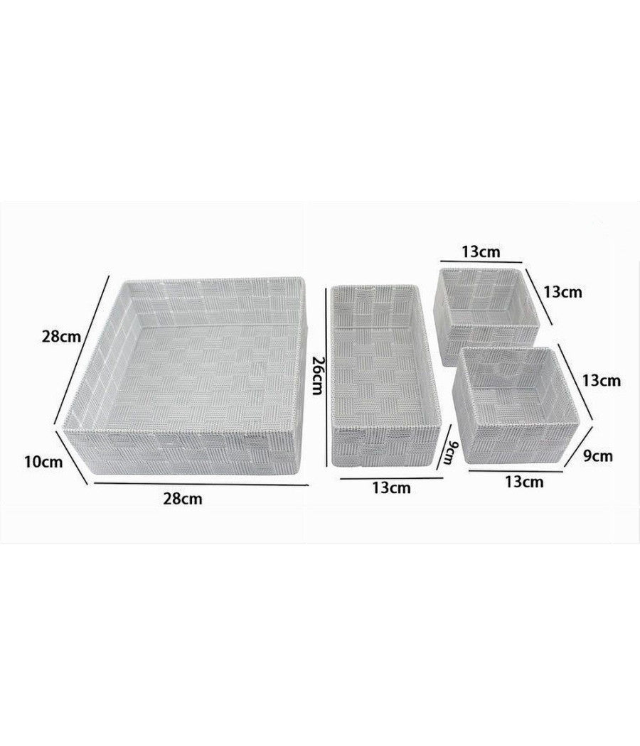 Set 4pz Contenitori Grigio Chiaro Scatola In Tessuto Organizer Portaoggetti 79060         