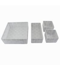 Set 4pz Contenitori Grigio Chiaro Scatola In Tessuto Organizer Portaoggetti 79060         