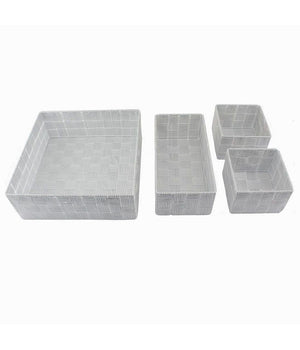 Set 4pz Contenitori Grigio Chiaro Scatola In Tessuto Organizer Portaoggetti 79060         