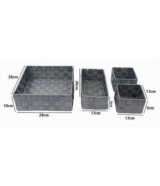 Set 4pz Contenitori Grigio Scuro Scatola In Tessuto Organizer Portaoggetti 79145         