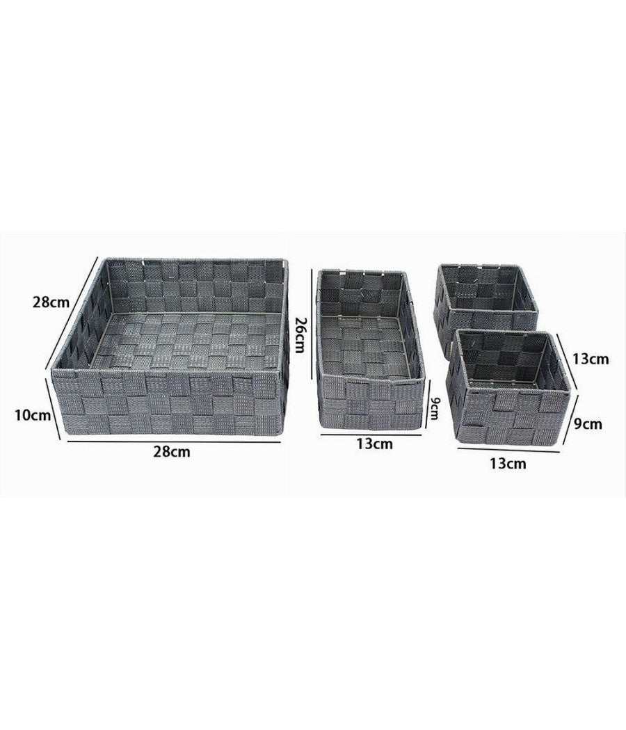 Set 4pz Contenitori Grigio Scuro Scatola In Tessuto Organizer Portaoggetti 79145         