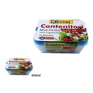 Trade Shop - Set 4pz Contenitori Multiuso Rettangolare Con Coperchio In Plastica 650ml Cucina -