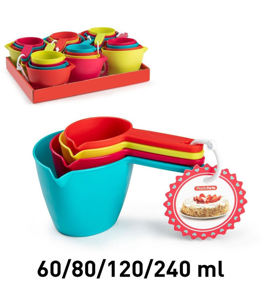 Set 4pz Dosatori Per Misurare Misurini In Plastica Colorata Misure Diverse 11860         