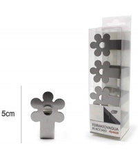 Set 4pz Ferma Tovaglia Fermatovaglia Tavola Plastica Acciaio Fiore Clip Gancio Casa         