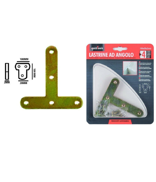 Set 4pz Lastrina Lastrine Ad Angolo Forma T 100x20x2mm Con Viti Per Mobili 91225         