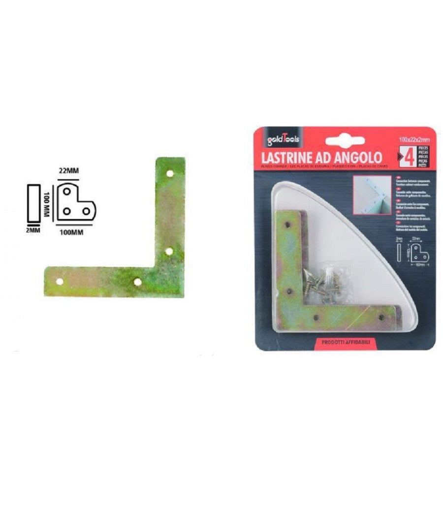 Set 4pz Lastrina Lastrine Ad Angolo Forma V 100x22x2mm Con Viti Per Mobili 91229         