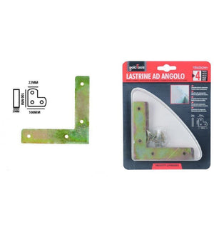 Set 4pz Lastrina Lastrine Ad Angolo Forma V 100x22x2mm Con Viti Per Mobili 91229         