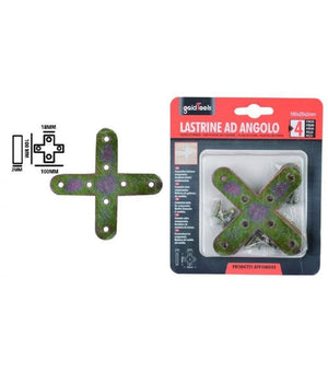 Set 4pz Lastrina Lastrine Ad Angolo Forma X 100x20x2mm Con Viti Per Mobili 91233         