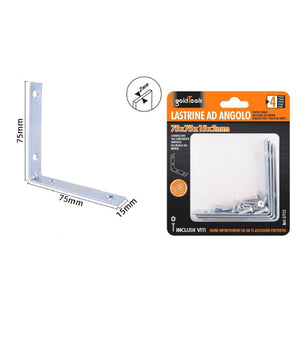 Set 4pz Lastrine Ad Angolo Lastrina Angolare 75x75x15x2 Mm Con Viti Mobili 57115         