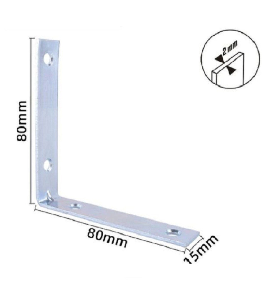 Set 4pz Lastrine Ad Angolo Lastrina Angolare 80x80x15x2mm Con Viti Mobili 57116         
