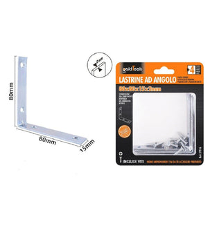 Set 4pz Lastrine Ad Angolo Lastrina Angolare 80x80x15x2mm Con Viti Mobili 57116         