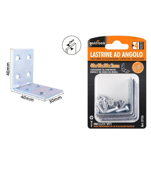 Set 4pz Lastrine Lastrina Ad Angolo Angolare 40x40x30x2 Mm Con Viti Mobili 57120         