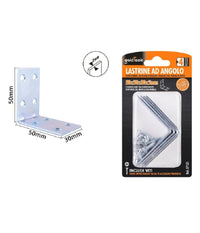 Set 4pz Lastrine Lastrina Ad Angolo Angolare 50x50x30x2 Mm Con Viti Mobili 57121         