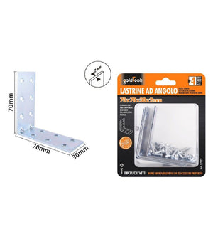 Set 4pz Lastrine Lastrina Ad Angolo Angolare 70x70x30x2 Mm Con Viti Mobili 57123         
