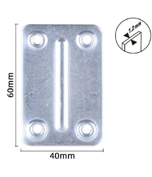 Set 4pz Lastrine Lastrina Piastra Di Giunzione 60x40x1.2mm Con Viti Mobili 57133         