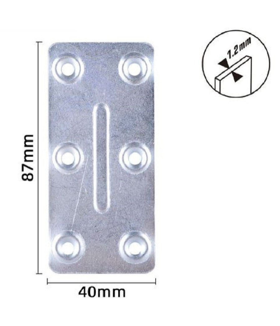 Set 4pz Lastrine Lastrina Piastra Di Giunzione 87x40x1.2mm Con Viti Mobili 57134         