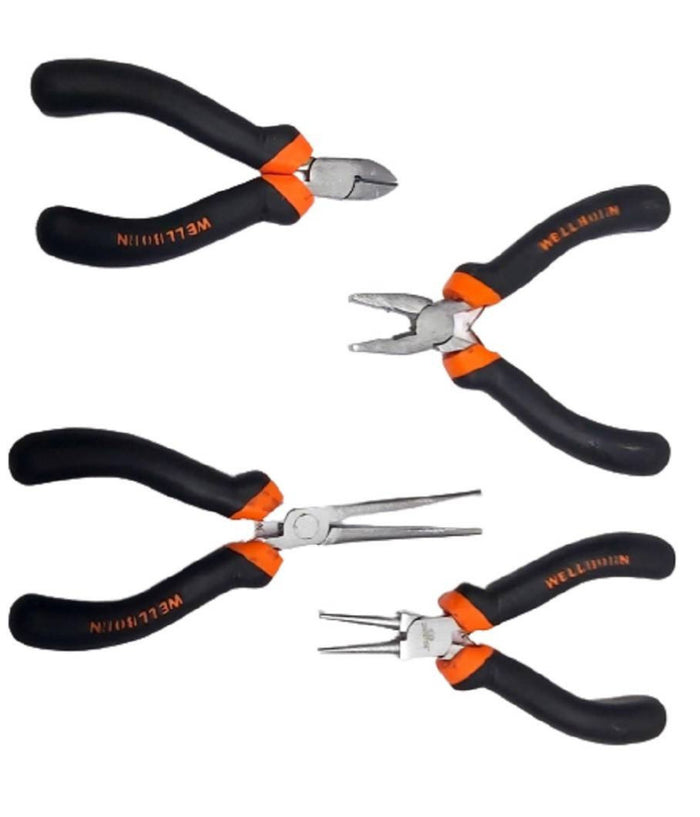 Set 4pz Mini Pinza Per Fabro Elettricista 115 Mm Acciaio Ergonomica Bricolage         