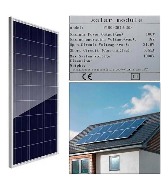 Set 4pz Pannello Per Energia Solare Fotovoltaico Policristallino 100w 18v Batteria         