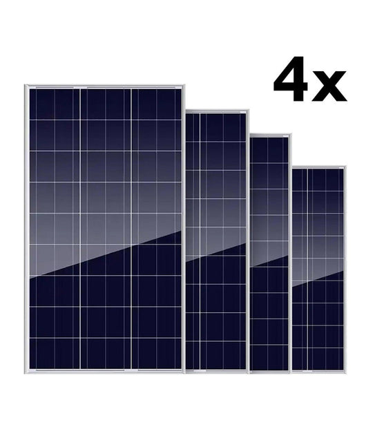 Set 4pz Pannello Per Energia Solare Fotovoltaico Policristallino 100w 18v Batteria         