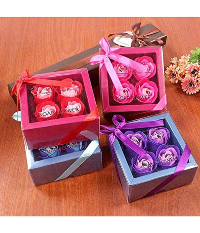 Set 4pz Sapone Saponette Petali Rose Fiori Profumate Nozze Bomboniera Bagno Casa         