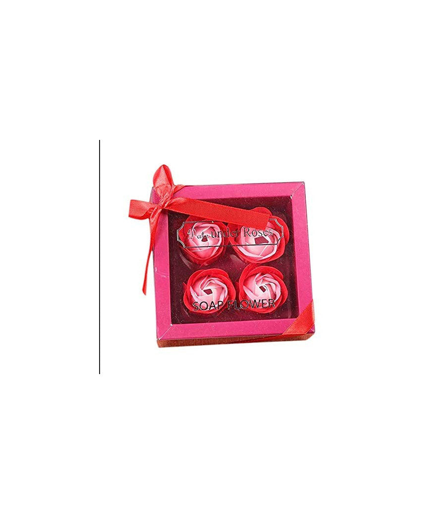 Set 4pz Sapone Saponette Petali Rose Fiori Profumate Nozze Bomboniera Bagno Casa         