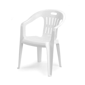 Trade Shop - Set 4pz Sedia Da Giardino Bianca Poltrona In Plastica Monoblocco Con Braccioli 862401 -
