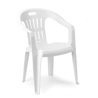 Trade Shop - Set 4pz Sedia Da Giardino Bianca Poltrona In Plastica Monoblocco Con Braccioli 862401 -