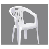 Trade Shop - Set 4pz Sedia Da Giardino Bianca Poltrona In Plastica Monoblocco Con Braccioli 862401 -