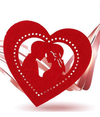 Set 4pz Sottobicchieri 11cm San Valentino Forma Cuore Tessuto Rosso Feltro 95448         