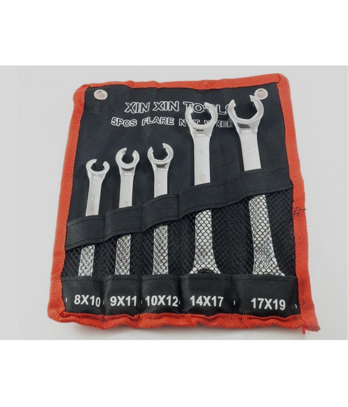Set 5 Chiavi Esagonali Aperte Raccordi Tubi Freni 8x10 9x11 10x12 14x17 17x19         