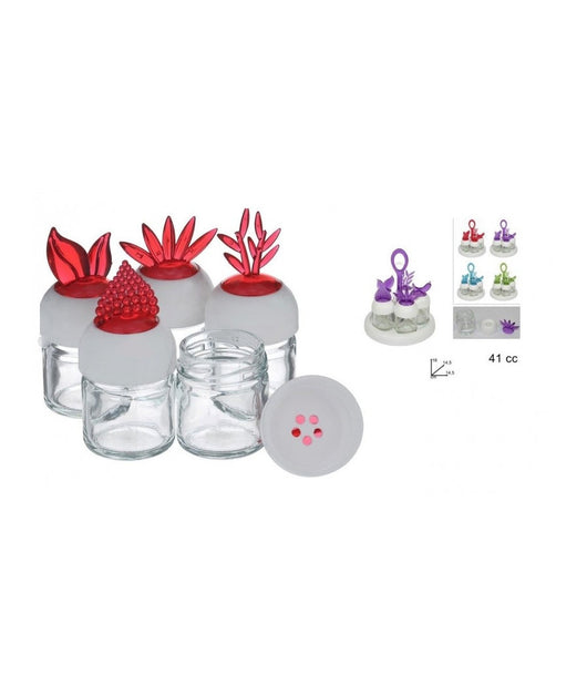 Set 5 Contenitori Barattolo Natura 41cc Design Dosatore Sale Pepe Spezie Vetro         