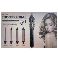 Trade Shop - Set 5 In 1 Spazzola Termica Per Capelli Accessori Intercambiabili Styling Per Casa Viaggi -