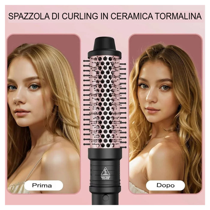 Trade Shop - Set 5 In 1 Spazzola Termica Per Capelli Accessori Intercambiabili Styling Per Casa Viaggi -